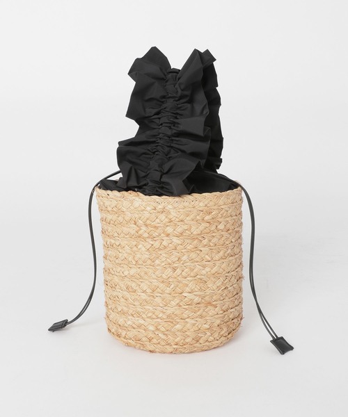 Andemiu（アンデミュウ）の「ラフィアフリルバケツBAG 187511（かごバッグ・レディース・グレイッシュベージュ/ピンク/ブラック・FREE）」の10枚目の写真
