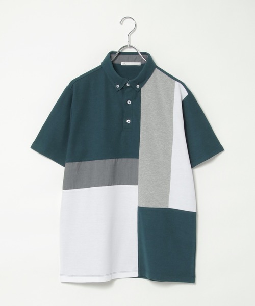 ikka（イッカ）の「鹿の子切り替えポロシャツ（ポロシャツ・メンズ・ネイビー/ホワイト/グリーン・S/M/L/XL）」の2枚目の写真