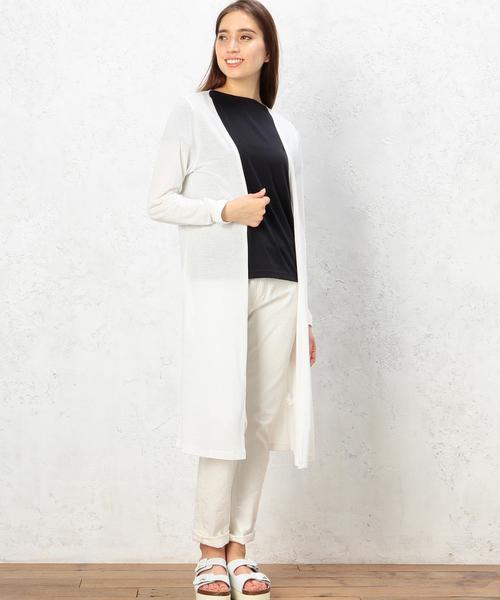 green label relaxing（グリーンレーベルリラクシング）の「GT R/L ロング カーディガン◆（カーディガン/ボレロ・レディース・オフホワイト/ダークグリーン/ネイビー・フリー）」の2枚目の写真