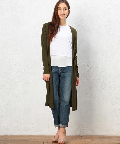 green label relaxing（グリーンレーベルリラクシング）の「GT R/L ロング カーディガン◆（カーディガン/ボレロ・レディース・オフホワイト/ダークグリーン/ネイビー・フリー）」の3枚目の写真