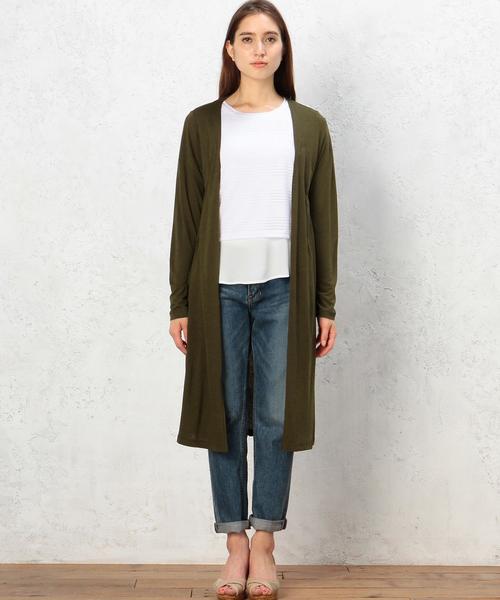 green label relaxing（グリーンレーベルリラクシング）の「GT R/L ロング カーディガン◆（カーディガン/ボレロ・レディース・オフホワイト/ダークグリーン/ネイビー・フリー）」の7枚目の写真