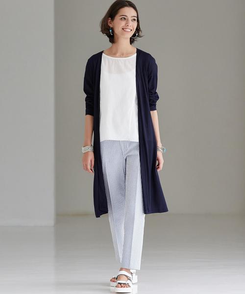 green label relaxing（グリーンレーベルリラクシング）の「GT R/L ロング カーディガン◆（カーディガン/ボレロ・レディース・オフホワイト/ダークグリーン/ネイビー・フリー）」の11枚目の写真