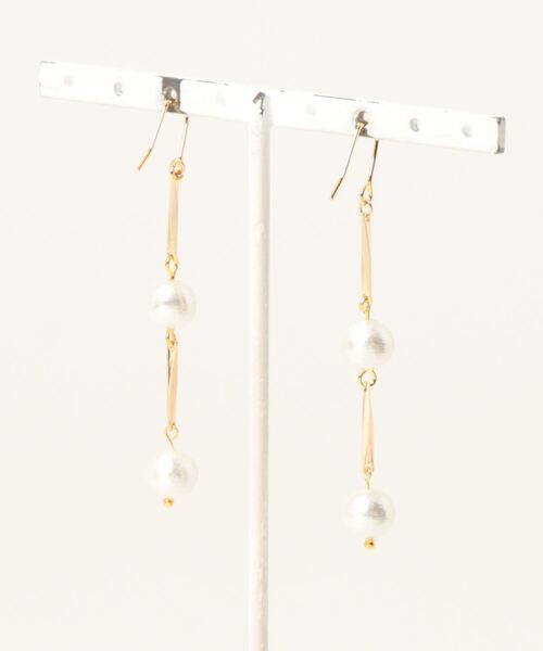 tone(トーン)の「【Astyle】2連コットンパールステンレスピアス(MA)(ピアス(両耳用)・レディース・ゴールド・FREE)」の4枚目の写真