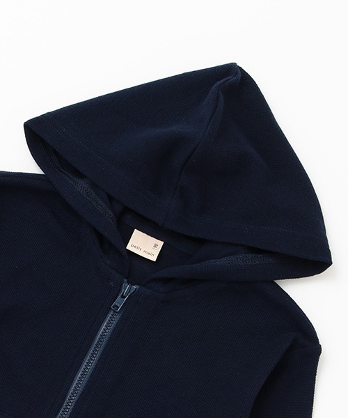 petit main（プティマイン）の「【UV加工・接触冷感】ワッフルパーカー（パーカー・キッズ・ネイビー/アイボリー・110cm/100cm/120cm/130cm/90cm/80ｃｍ）」の4枚目の写真