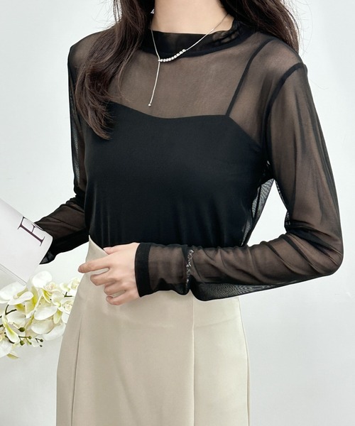 emi+（エミプラス）の「無地＆マーブルシースルーインナーカットソー（Tシャツ/カットソー・レディース・ホワイト系その他/アイボリー/ブラック/カーキ/ブラック系その他・M/L）」の17枚目の写真