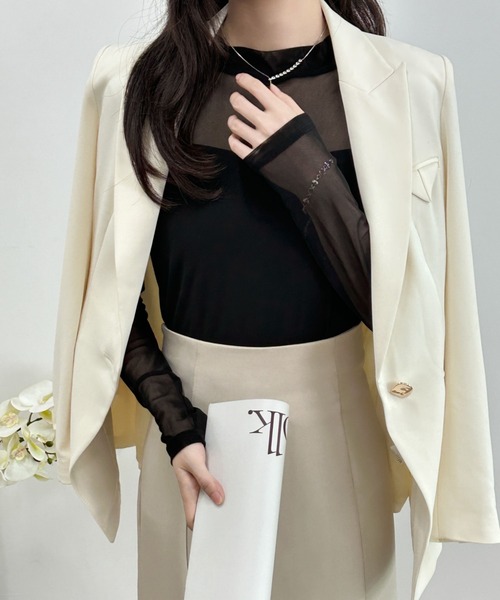 emi+（エミプラス）の「無地＆マーブルシースルーインナーカットソー（Tシャツ/カットソー・レディース・ホワイト系その他/アイボリー/ブラック/カーキ/ブラック系その他・M/L）」の18枚目の写真