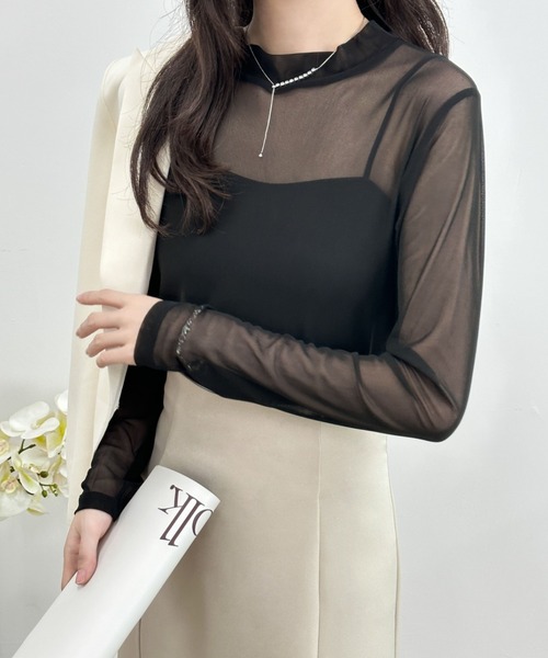 emi+（エミプラス）の「無地＆マーブルシースルーインナーカットソー（Tシャツ/カットソー・レディース・ホワイト系その他/アイボリー/ブラック/カーキ/ブラック系その他・M/L）」の19枚目の写真