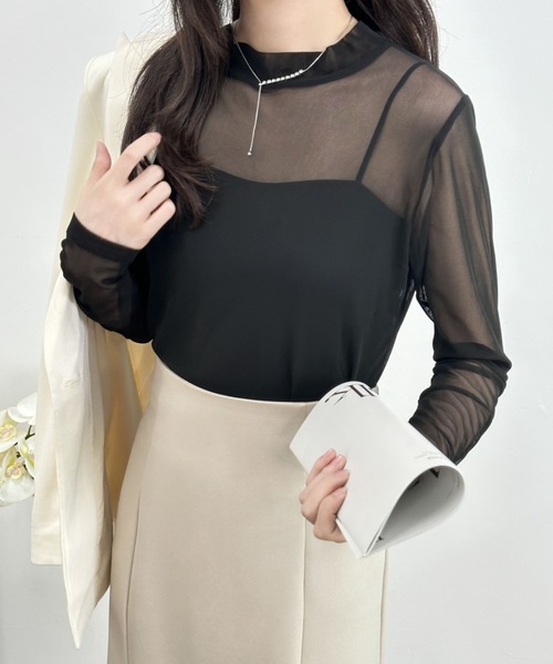 emi+（エミプラス）の「無地＆マーブルシースルーインナーカットソー（Tシャツ/カットソー・レディース・ホワイト系その他/アイボリー/ブラック/カーキ/ブラック系その他・M/L）」の20枚目の写真