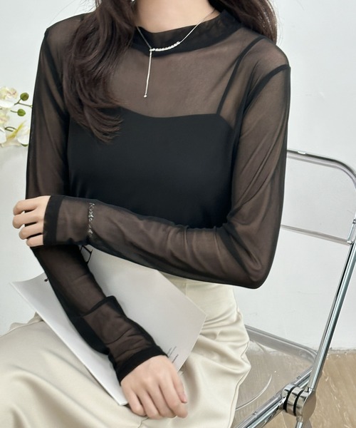 emi+（エミプラス）の「無地＆マーブルシースルーインナーカットソー（Tシャツ/カットソー・レディース・ホワイト系その他/アイボリー/ブラック/カーキ/ブラック系その他・M/L）」の21枚目の写真