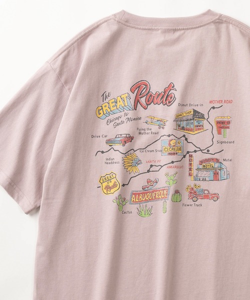 POWER TO THE PEOPLE(パワートゥーザピープル)の「「GREAT Route/Cold Beer」レトロタッチ アメリカングラフィック ワンポイント刺繍&バックプリントデザイン 半袖Tシャツ/オーバーサイズ(Tシャツ/カットソー・メンズ・アッシュグレー/ネイビー/ホワイト/チャコールグレー/アイボリー/ラベンダー・M/L/XL)」の6枚目の写真