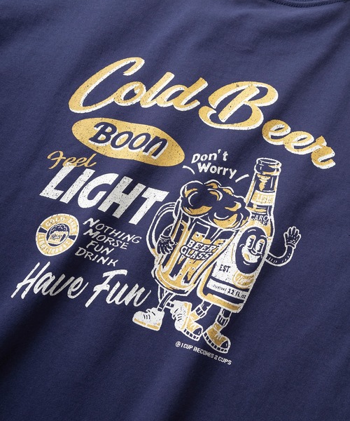 POWER TO THE PEOPLE(パワートゥーザピープル)の「「GREAT Route/Cold Beer」レトロタッチ アメリカングラフィック ワンポイント刺繍&バックプリントデザイン 半袖Tシャツ/オーバーサイズ(Tシャツ/カットソー・メンズ・アッシュグレー/ネイビー/ホワイト/チャコールグレー/アイボリー/ラベンダー・M/L/XL)」の7枚目の写真