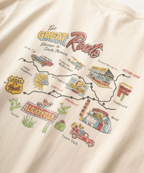 POWER TO THE PEOPLE(パワートゥーザピープル)の「「GREAT Route/Cold Beer」レトロタッチ アメリカングラフィック ワンポイント刺繍&バックプリントデザイン 半袖Tシャツ/オーバーサイズ(Tシャツ/カットソー・メンズ・アッシュグレー/ネイビー/ホワイト/チャコールグレー/アイボリー/ラベンダー・M/L/XL)」の14枚目の写真