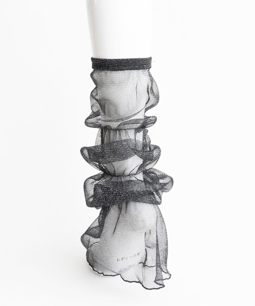 WEGO（ウィゴー）の「WEGO/シアーラメレッグカバー（レッグウォーマー・レディース・オフホワイト/ブラック/シルバー・FREE）」の5枚目の写真