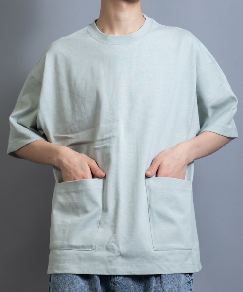 En serio TOKYO(エンソリオトーキョー)の「ヘビーウェイト ダブルポケット シェフ ビッグTEE(Tシャツ/カットソー・メンズ・サックスブルー/ライラック/ブラック/ミント/ホワイト・L/LL/M)」の3枚目の写真