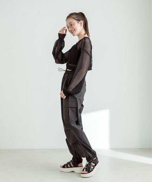 OLIVE des OLIVE（オリーブデオリーブ）の「NEW裾スリットリボンカーゴパンツ　1031020120（カーゴパンツ・レディース・ピンク/オフホワイト/ブラック/サックスブルー・FREE）」の14枚目の写真