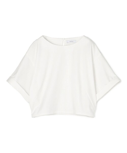 EDITION(エディション)の「ポリエステル クロップドTシャツ(Tシャツ/カットソー・レディース・ダークブルー/ブラック/ホワイト・36/34)」の2枚目の写真