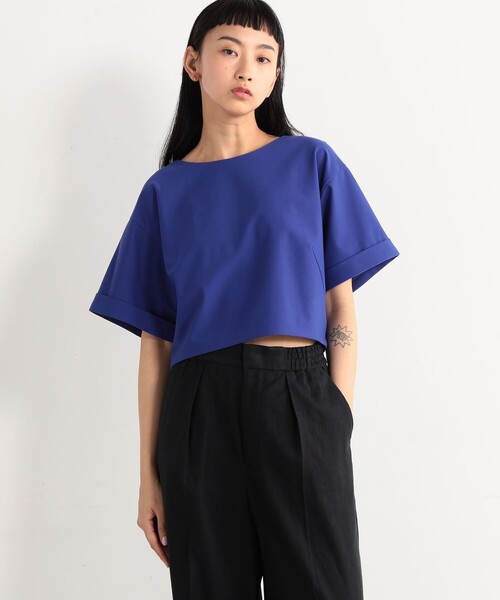 EDITION(エディション)の「ポリエステル クロップドTシャツ(Tシャツ/カットソー・レディース・ダークブルー/ブラック/ホワイト・36/34)」の8枚目の写真