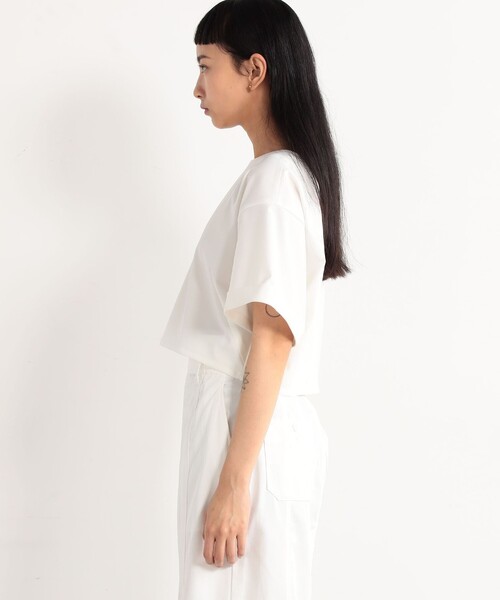 EDITION(エディション)の「ポリエステル クロップドTシャツ(Tシャツ/カットソー・レディース・ダークブルー/ブラック/ホワイト・36/34)」の6枚目の写真
