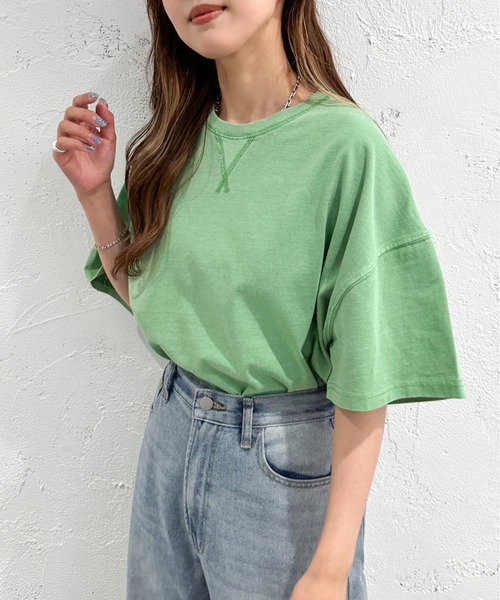 apres jour mignon（アプレジュールミニョン）の「ピグメント加工半袖Tシャツ【ZOZOTOWN限定アイテム】（Tシャツ/カットソー・レディース・ブラウン系その他/ナチュラル/グリーン/ネイビー/ブラック・X-LARGE/フリー）」の13枚目の写真