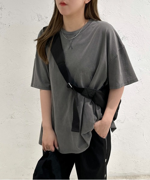 apres jour mignon（アプレジュールミニョン）の「ピグメント加工半袖Tシャツ【ZOZOTOWN限定アイテム】（Tシャツ/カットソー・レディース・ブラウン系その他/ナチュラル/グリーン/ネイビー/ブラック・X-LARGE/フリー）」の19枚目の写真