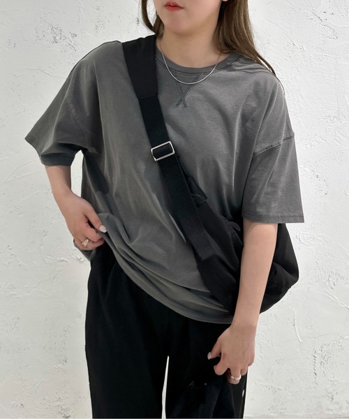 apres jour mignon（アプレジュールミニョン）の「ピグメント加工半袖Tシャツ【ZOZOTOWN限定アイテム】（Tシャツ/カットソー・レディース・ブラウン系その他/ナチュラル/グリーン/ネイビー/ブラック・X-LARGE/フリー）」の21枚目の写真