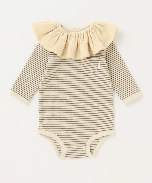 petit main（プティマイン）の「スタイつきロンパース（ロンパース・キッズ・アイボリー/ライトグリーン/ブラック・70cm/80ｃｍ）」の2枚目の写真