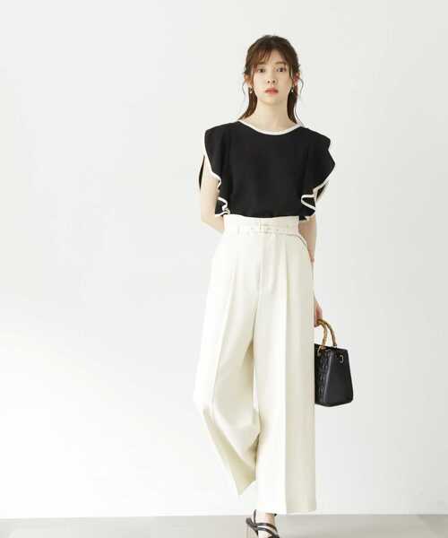 PROPORTION BODY DRESSING(プロポーションボディドレッシング)の「バイカラーラッフルスリーブブラウス / 1213210501(シャツ/ブラウス・レディース・グレー/ブラック/ホワイト系その他・SMALL/MEDIUM)」の4枚目の写真