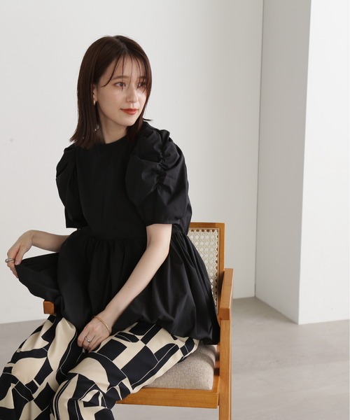 N.（N. Natural Beauty Basic）（エヌエヌナチュラルビューティーベーシック）の「◆ヘムバルーンパワショルブラウス（シャツ/ブラウス・レディース・ブラック/オフホワイト/ピンク・MEDIUM）」の18枚目の写真