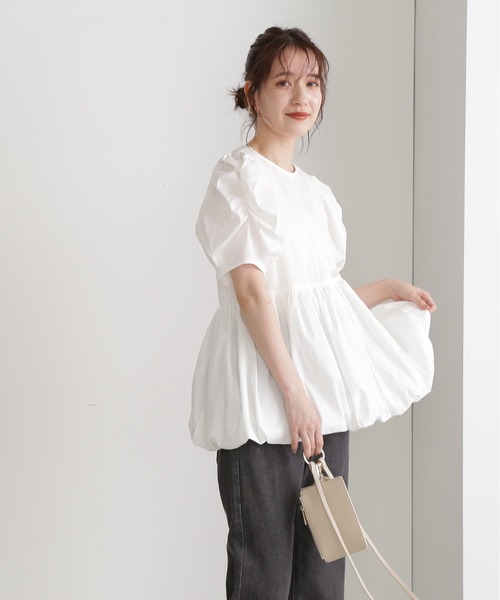 N.（N. Natural Beauty Basic）（エヌエヌナチュラルビューティーベーシック）の「◆ヘムバルーンパワショルブラウス（シャツ/ブラウス・レディース・ブラック/オフホワイト/ピンク・MEDIUM）」の5枚目の写真