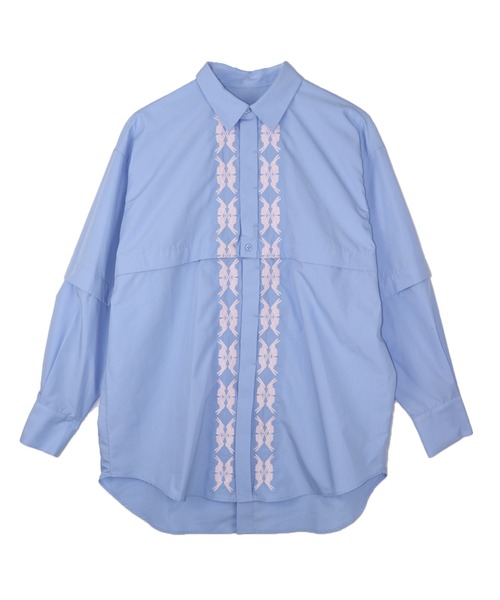 moyan ecri(モヤン エクリ)の「<moyan ecri>2WAY刺繍モチーフ シャツ ブラウスlucky charm motif multiway shirt(シャツ/ブラウス・レディース・レモンイエロー/サックスブルー系/オフホワイト/ピンク/ブラック・FREE)」の4枚目の写真