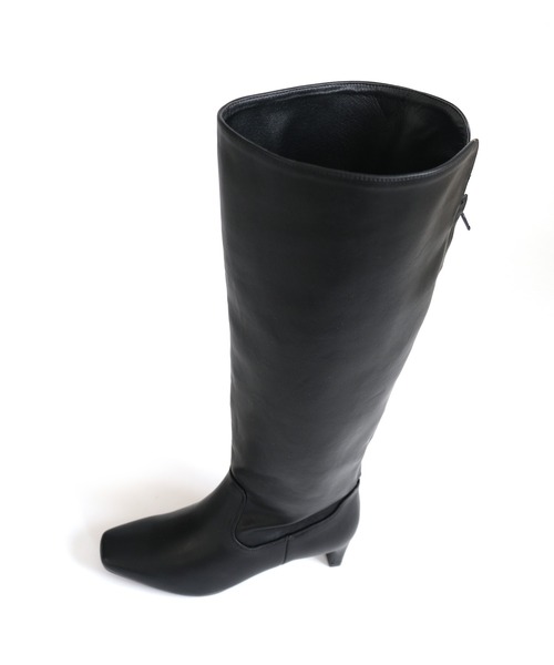 ameri ホワイト スクエアトゥ ロングブーツ 中ヒール boots-7364_top.jpg