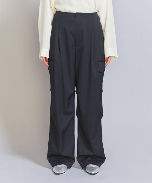 BEAUTY&YOUTH UNITED ARROWS(ビューティーアンドユースユナイテッドアローズ)の「毛ナイロンブレンド カーゴパンツ(カーゴパンツ・レディース・ネイビー/オリーブ・M/S)」の3枚目の写真