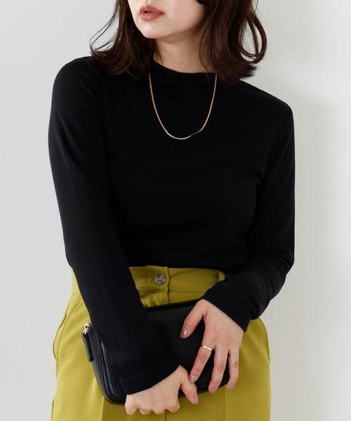 FUNALIVE（ファンアライブ）の「PAGE ONE ひまわりオイル加工ハイネック長袖（Tシャツ/カットソー・レディース・チャコール/ボルドー/パープル/ブラック/グリーン/ベージュ・LL/L/M）」の14枚目の写真