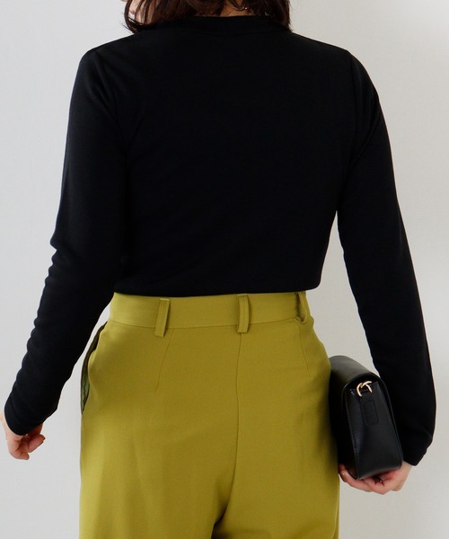 FUNALIVE（ファンアライブ）の「PAGE ONE ひまわりオイル加工ハイネック長袖（Tシャツ/カットソー・レディース・チャコール/ボルドー/パープル/ブラック/グリーン/ベージュ・LL/L/M）」の16枚目の写真