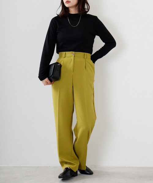 FUNALIVE（ファンアライブ）の「PAGE ONE ひまわりオイル加工ハイネック長袖（Tシャツ/カットソー・レディース・チャコール/ボルドー/パープル/ブラック/グリーン/ベージュ・LL/L/M）」の17枚目の写真