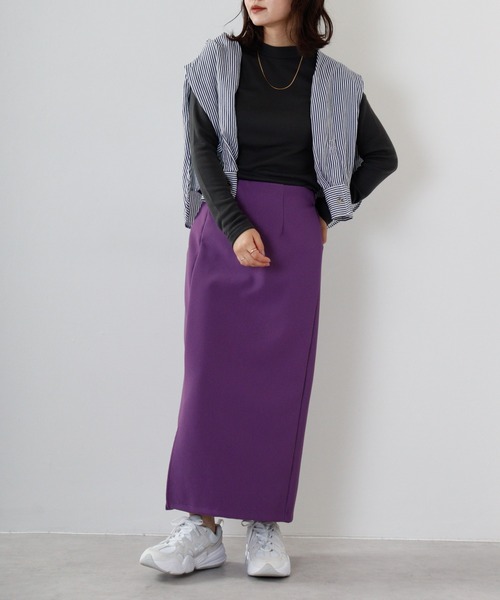 FUNALIVE（ファンアライブ）の「PAGE ONE ひまわりオイル加工ハイネック長袖（Tシャツ/カットソー・レディース・チャコール/ボルドー/パープル/ブラック/グリーン/ベージュ・LL/L/M）」の22枚目の写真