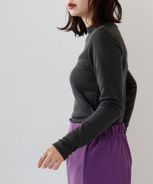 FUNALIVE（ファンアライブ）の「PAGE ONE ひまわりオイル加工ハイネック長袖（Tシャツ/カットソー・レディース・チャコール/ボルドー/パープル/ブラック/グリーン/ベージュ・LL/L/M）」の20枚目の写真