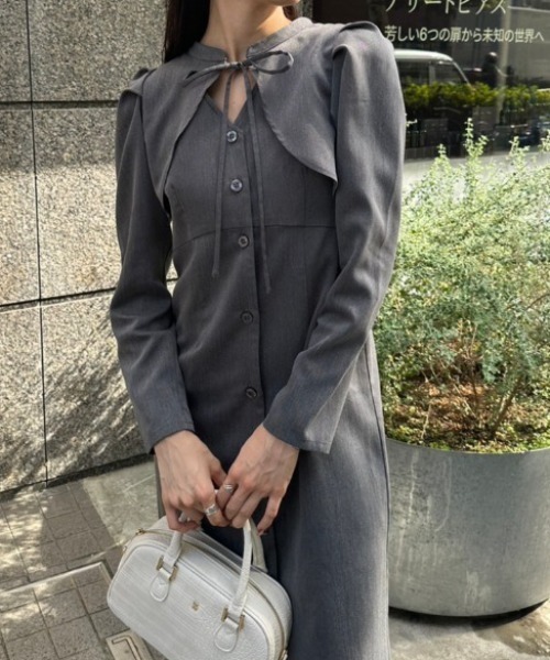 OLIVE des OLIVE（オリーブデオリーブ）の「【WEB限定】マルチウェイジャンスカ　1032090180（ジャンパースカート・レディース・チャコールグレー/ブラウン・FREE）」の2枚目の写真