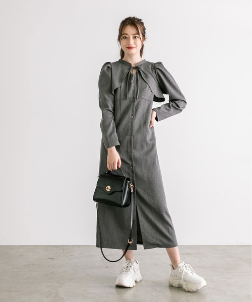 OLIVE des OLIVE（オリーブデオリーブ）の「【WEB限定】マルチウェイジャンスカ　1032090180（ジャンパースカート・レディース・チャコールグレー/ブラウン・FREE）」の3枚目の写真