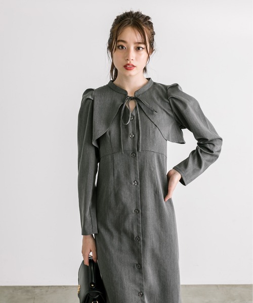 OLIVE des OLIVE（オリーブデオリーブ）の「【WEB限定】マルチウェイジャンスカ　1032090180（ジャンパースカート・レディース・チャコールグレー/ブラウン・FREE）」の6枚目の写真