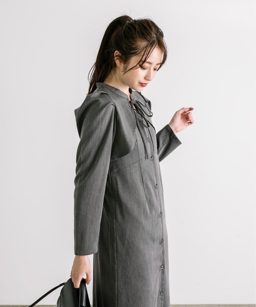 OLIVE des OLIVE（オリーブデオリーブ）の「【WEB限定】マルチウェイジャンスカ　1032090180（ジャンパースカート・レディース・チャコールグレー/ブラウン・FREE）」の7枚目の写真