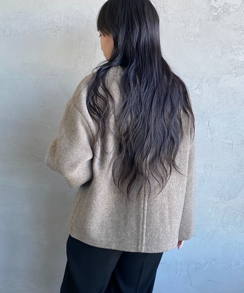 DANTON（ダントン）の「[DANTON/ダントン] ウールライトパイル ノーカラージャケット（ノーカラージャケット・レディース・ベージュ/ネイビー・36/38）」の7枚目の写真