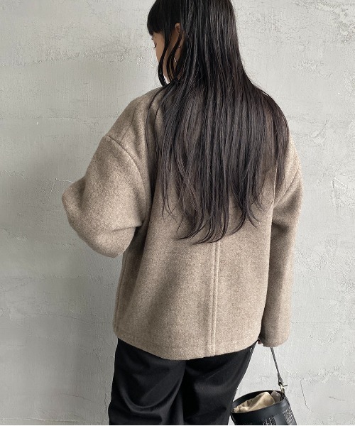 DANTON（ダントン）の「[DANTON/ダントン] ウールライトパイル ノーカラージャケット（ノーカラージャケット・レディース・ベージュ/ネイビー・36/38）」の10枚目の写真