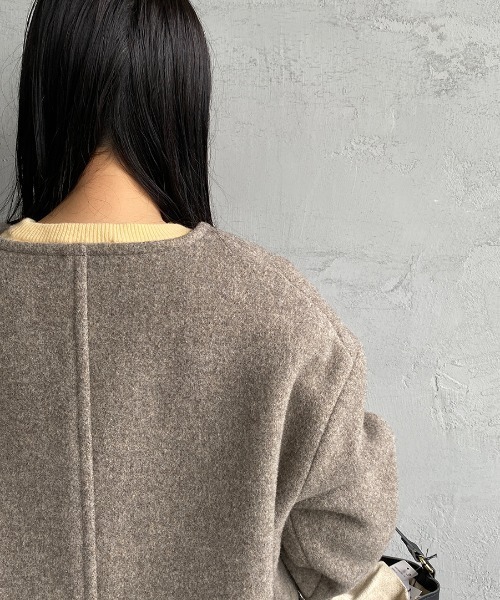 DANTON（ダントン）の「[DANTON/ダントン] ウールライトパイル ノーカラージャケット（ノーカラージャケット・レディース・ベージュ/ネイビー・36/38）」の16枚目の写真