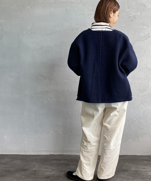 DANTON（ダントン）の「[DANTON/ダントン] ウールライトパイル ノーカラージャケット（ノーカラージャケット・レディース・ベージュ/ネイビー・36/38）」の22枚目の写真