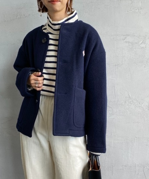 DANTON（ダントン）の「[DANTON/ダントン] ウールライトパイル ノーカラージャケット（ノーカラージャケット・レディース・ベージュ/ネイビー・36/38）」の18枚目の写真