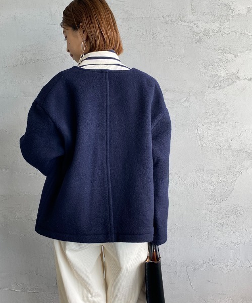 DANTON（ダントン）の「[DANTON/ダントン] ウールライトパイル ノーカラージャケット（ノーカラージャケット・レディース・ベージュ/ネイビー・36/38）」の20枚目の写真