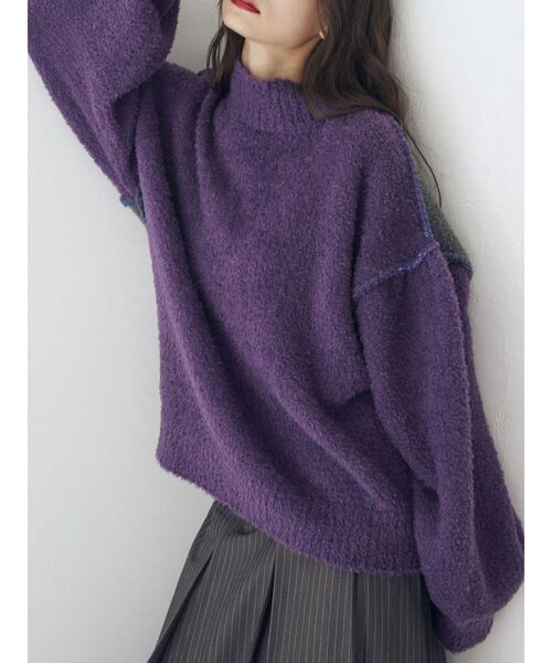 jouetie（ジュエティ）の「2フェイスステッチニット（ニット/セーター・レディース・ブラック/パープル/レッド/アイボリー・MEDIUM）」の6枚目の写真