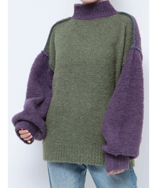 jouetie（ジュエティ）の「2フェイスステッチニット（ニット/セーター・レディース・ブラック/パープル/レッド/アイボリー・MEDIUM）」の7枚目の写真