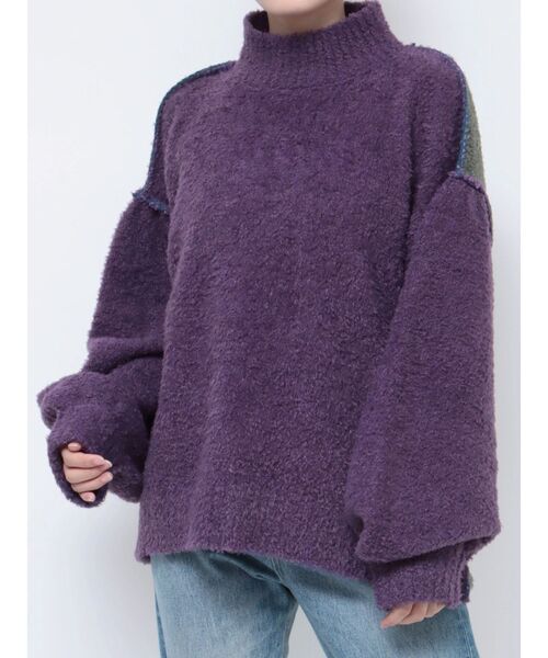 jouetie（ジュエティ）の「2フェイスステッチニット（ニット/セーター・レディース・ブラック/パープル/レッド/アイボリー・MEDIUM）」の16枚目の写真